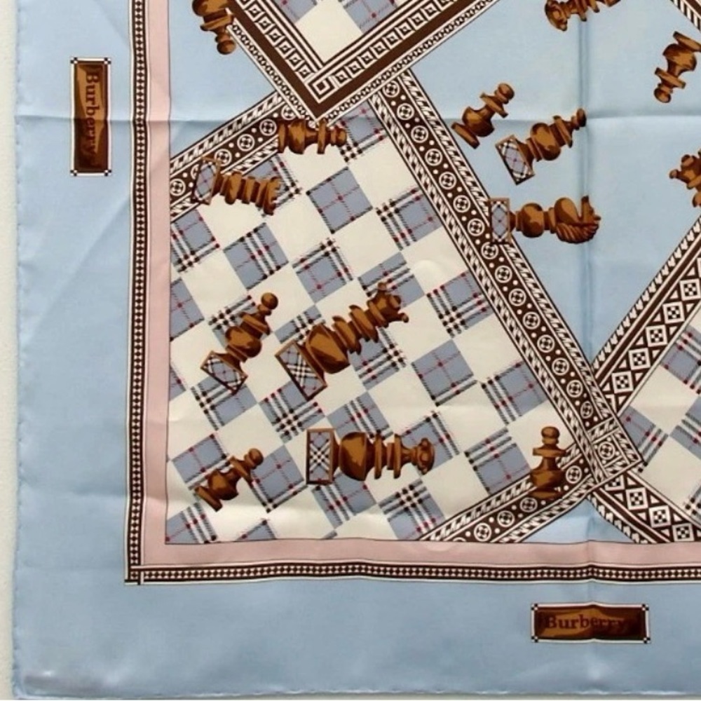 BURBERRYS Chess Motif Pattern Silk Scarf ♟️😍🔥 - Picture 9 of 16